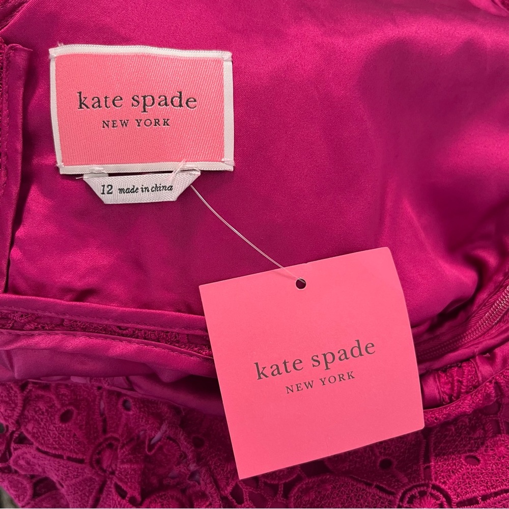 Kate Spade Dress Beetjuice Magenta Pink Spade Lace Mini Dress Sz 12 NWT - Picture 10 of 15